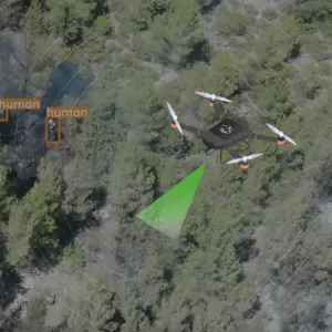 Fire Eagle drone detecting wildfire in forest
